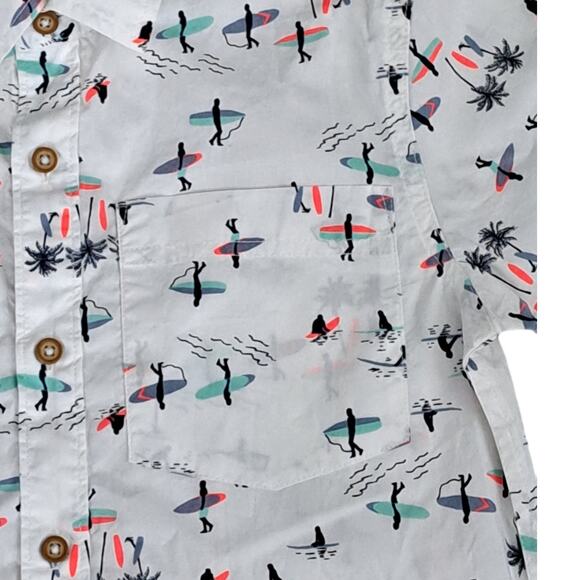 NWT Tucker + Tate Boys Short Sleeve Button Shirt White Surf Print Small 7-8 - Picture 5 of 9